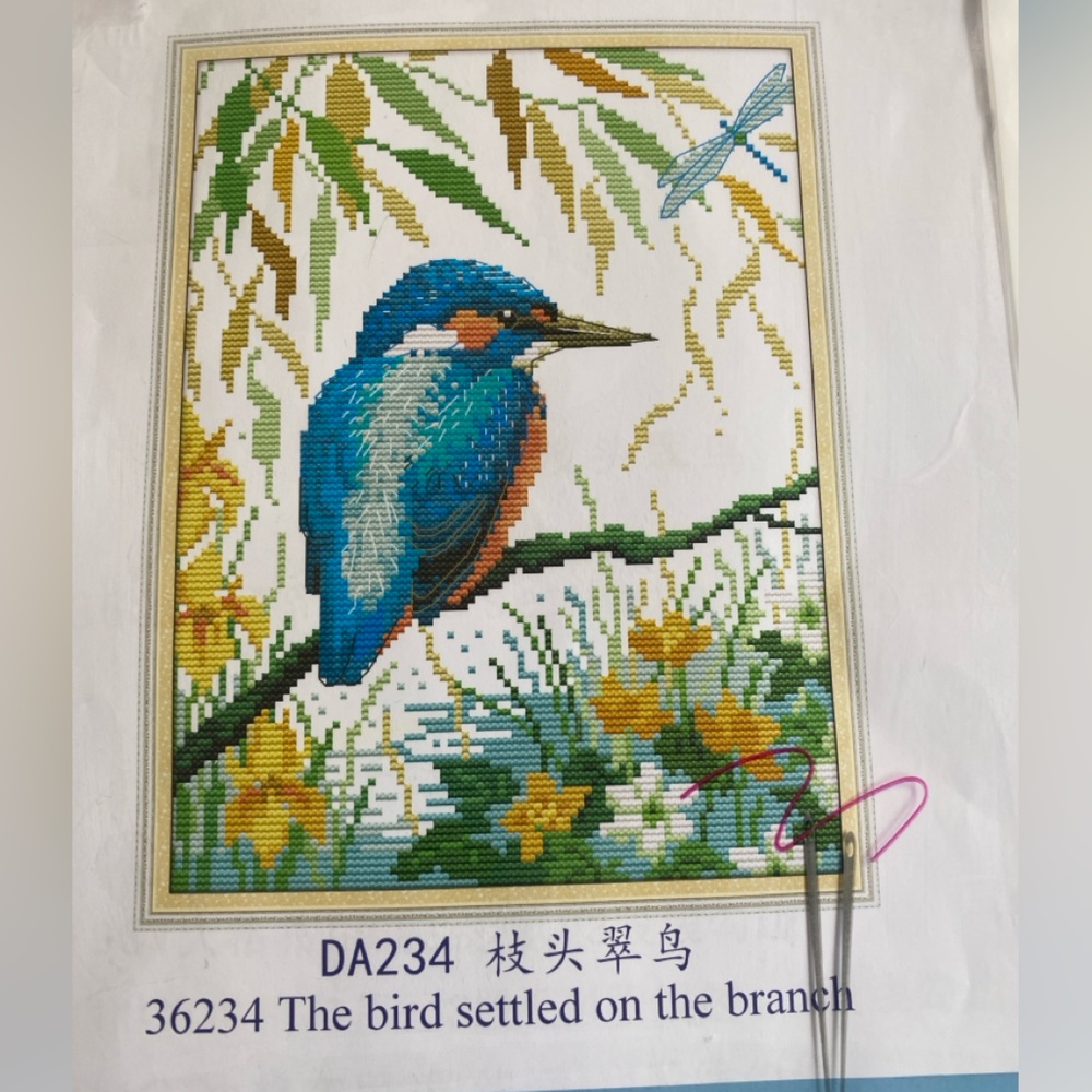 Joy Sunday Kingfisher Bird Settled on the Branch Counted Cross Stitch Kit - Picture 2 of 3